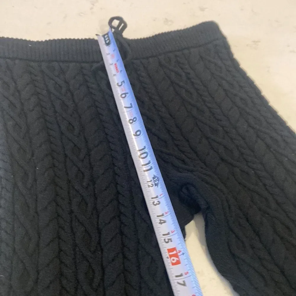 Reformation Italo 100% Organic Cotton Thick Cable Knit Jogger Black Large